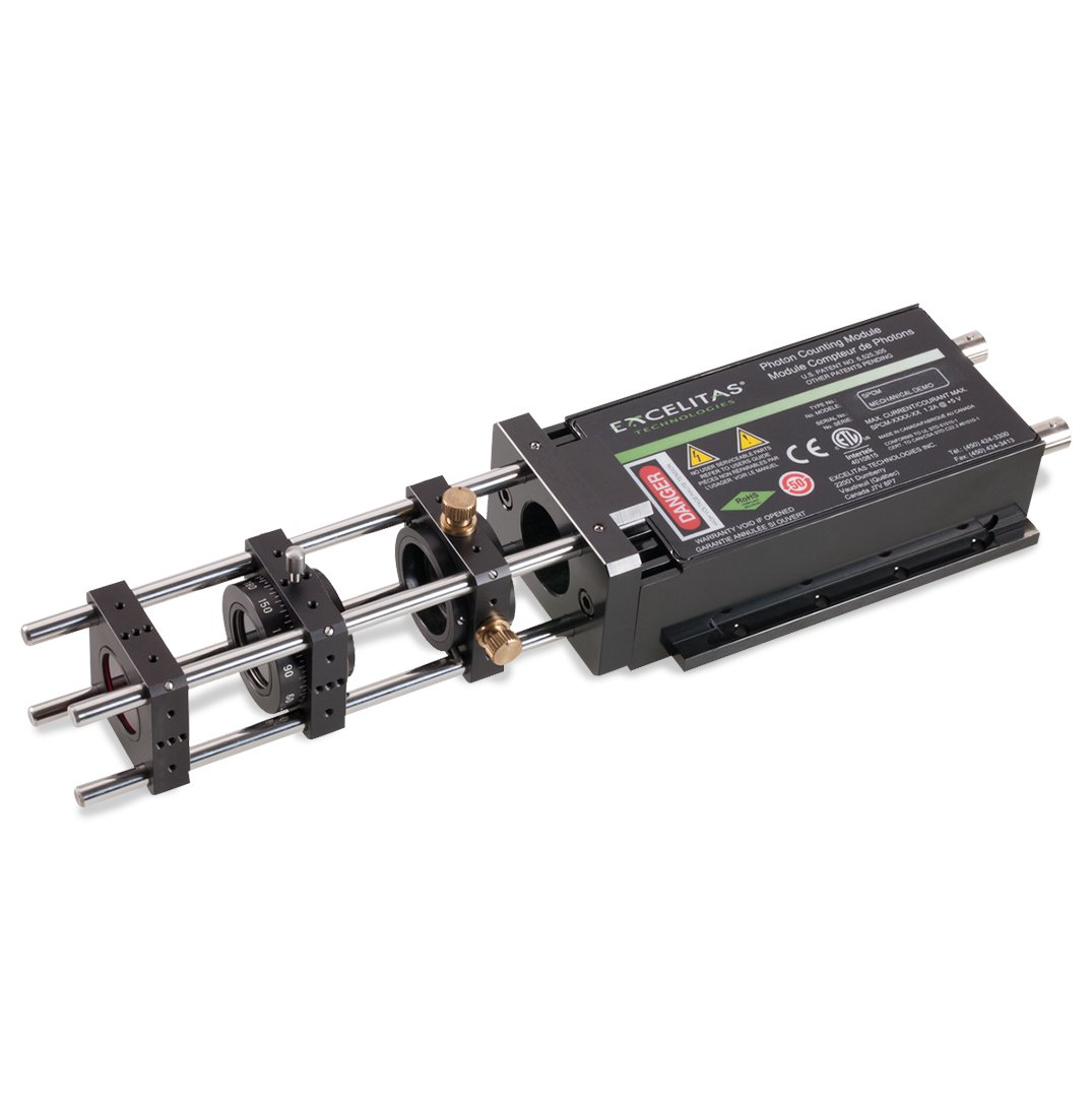 SPCM with optional bracket allowing the easy addition of a cage or tube-mount system for linking to the optical set-up. SPCM with optional bracket allowing the easy addition of a cage or tube-mount system for linking to the optical set-up.
