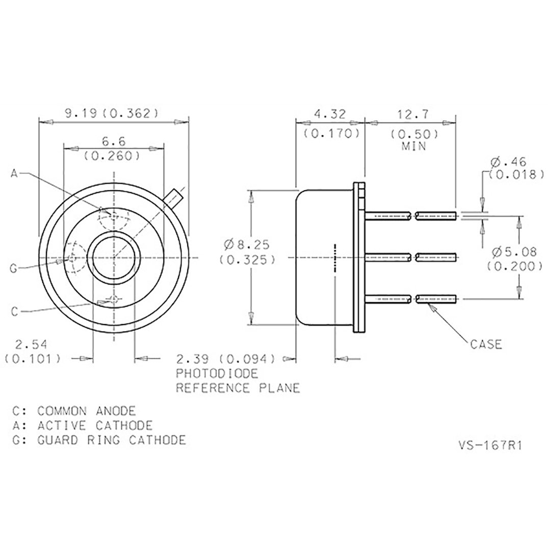 Mechanical pin-out of the YAG-100AH