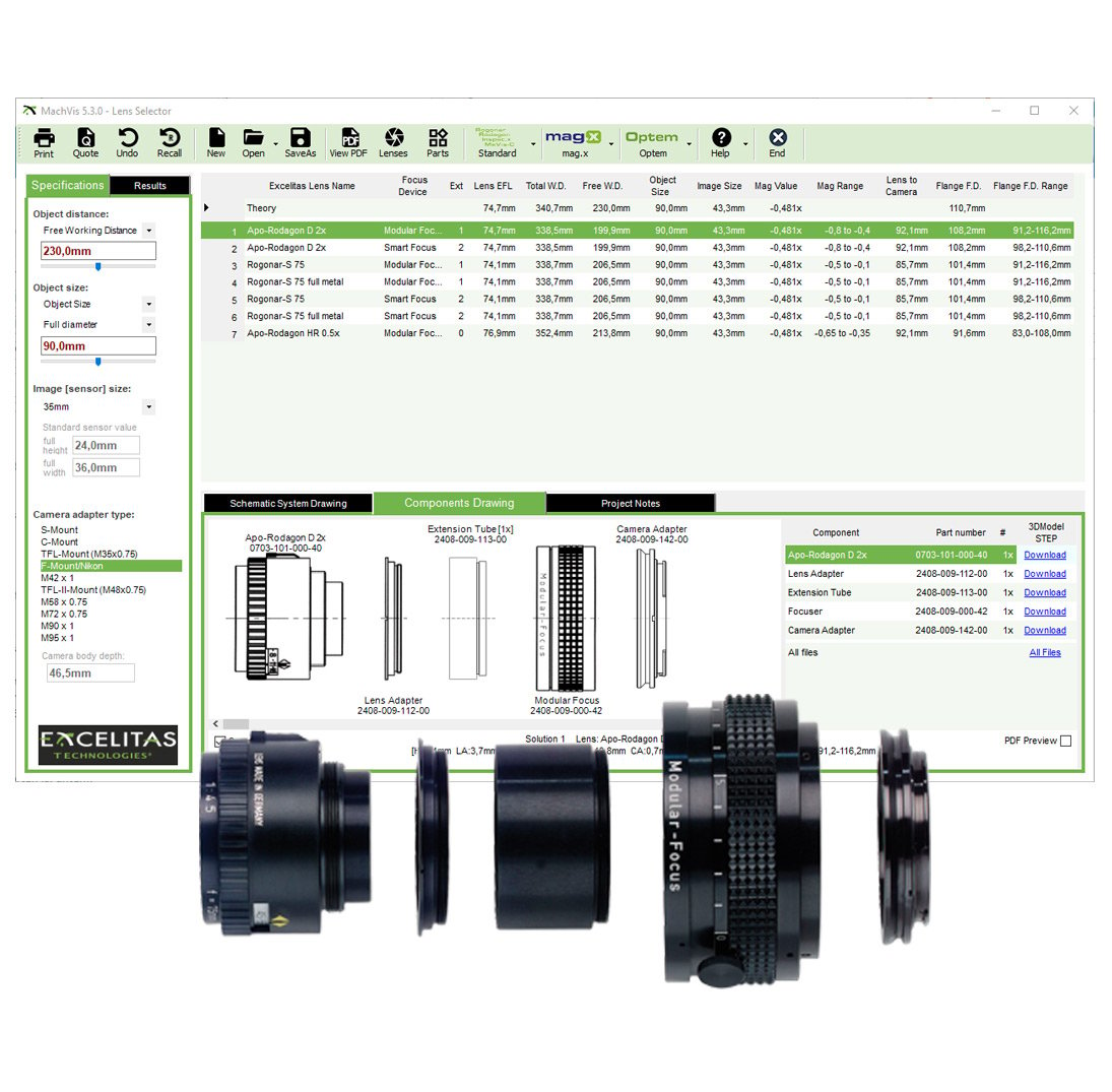 MachVis Lens Selector Software