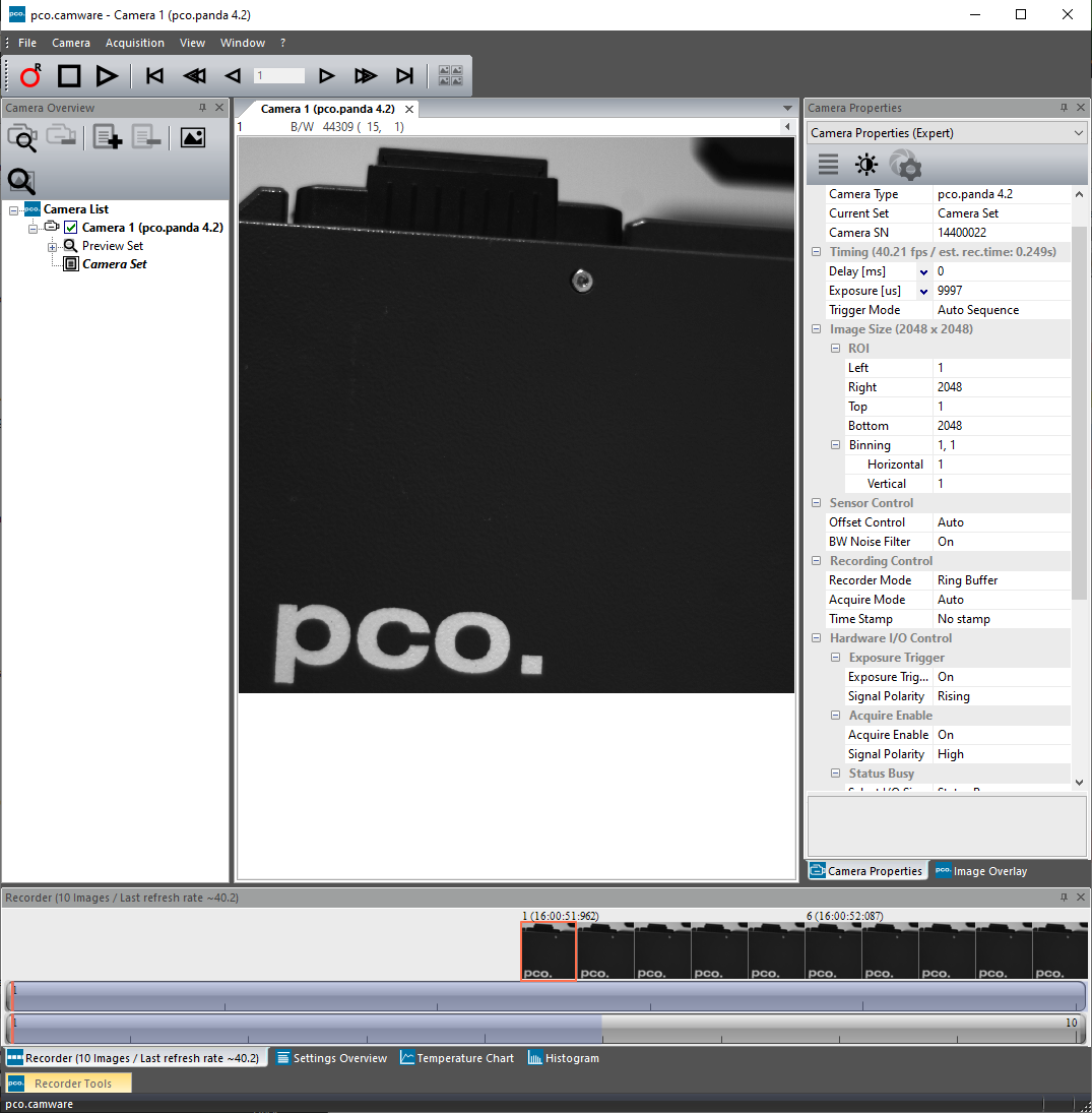 PCO Camera Control Software