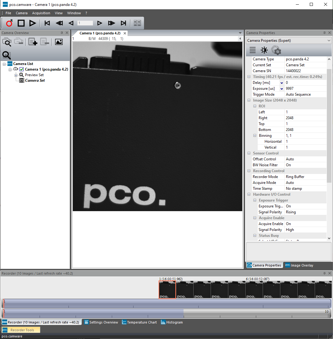 PCO Camera Control Software PCO Camera Control Software