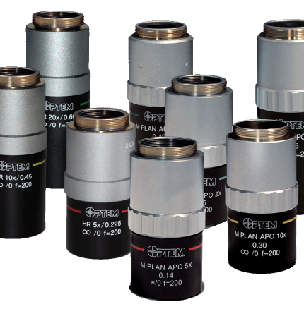 Optem Long-Working Distance Microscope Objectives, available in a variety of magnifications in HR and M Plan APO models
