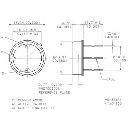 YAG-200H-mechanical.jpg YAG-Serie – typische spektrale Empfindlichkeit bei Raumtemperatur