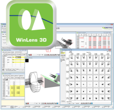 Screen shot of WinLens Optical Design Software showing Edge thickness and relative illumination functions