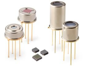 Die hochempfindlichen Thermopile-Detektoren von Excelitas sind in TO-46-, TO-5-, TO-59- und kompakten SMD-Gehäusen erhältlich, um ein breites Spektrum von Integrationen und Anwendungen abzudecken. Die hochempfindlichen Thermopile-Detektoren von Excelitas sind in TO-46-, TO-5-, TO-59- und kompakten SMD-Gehäusen erhältlich, um ein breites Spektrum von Integrationen und Anwendungen abzudecken.